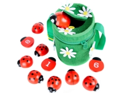 Counting Ladybugs - Juguetes de conteo Montessori para niños pequeños - Juguete educativo de aprendizaje de madera para niñas y niños de 3 4 5 añ JEDBESETZT