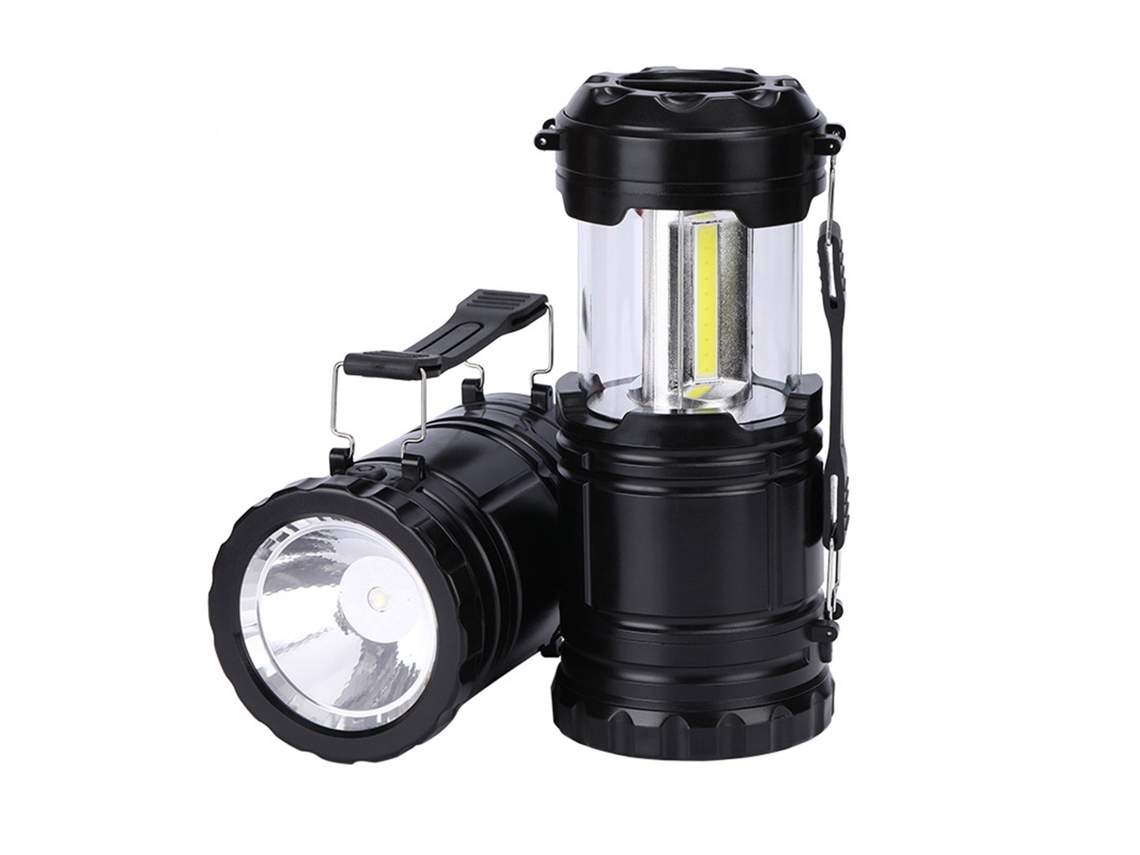 Linterna LED extensible de 2026 pulgadas, funciona con pilas, para camping, suministros de emergencia para apagones - Negra
