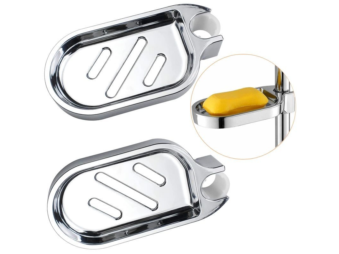 2026-2 Piezas Repisa De Ducha Sin Perforar, Portajabón De Plástico Abs Y Acero Inoxidable Para Baño Y Cocina