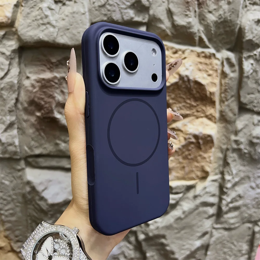 (iphone 17, Azul) Funda Magnética Magsafe Para Teléfono, Material De Silicona Líquida, Suave Al Tacto.