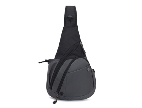 Mochila bandolera con puerto de carga USB, bolso de hombro para viajes al aire libre y senderismo (gris)