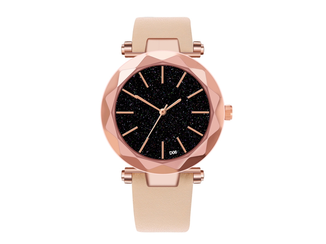 Reloj De Pulsera De Cuarzo Para Mujer Con Correa De Pu, Estilo Moderno (beige Y Amarillo)