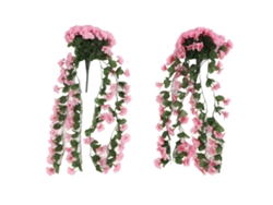 Baok-2 Unidades Violetas Artificiales Colgantes Plantas Falsas de Plástico para Jardín Patio Boda Decoración Exterior Puerta Rosa