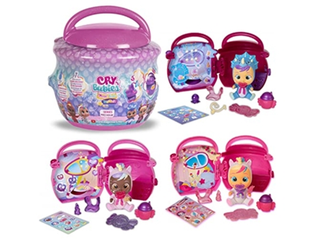 Muñeca CRY BABIES Magic Tears Paci House Morado, Rosa ou Rojo (1 Unidade - Envio Aleatório)