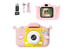 Cámara digital de juguete para niños Y20, grabación HD de 1080p, incluye tarjeta SD de 32 GB y lector de tarjetas - Rosa Hexinyigjly