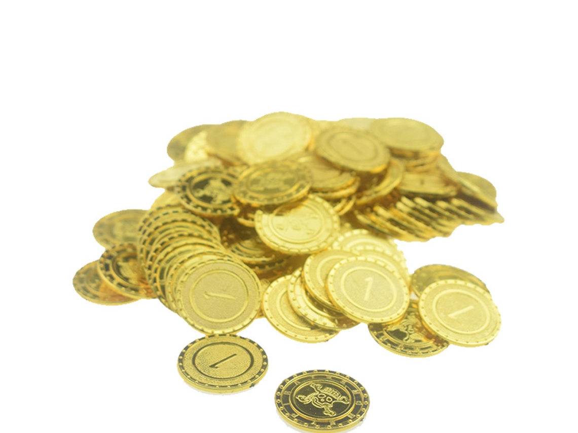 100 Monedas De Oro De Plástico Para Juegos De Piratas, Decoración Para Fiestas De Halloween.