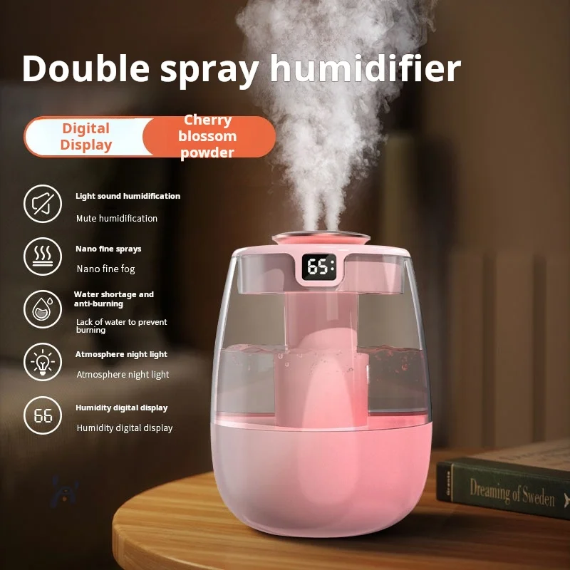 Humidificador De Escritorio (rosa) De 1,3 L Con Pantalla Digital Y Difusor Silencioso De Aceites Esenciales.