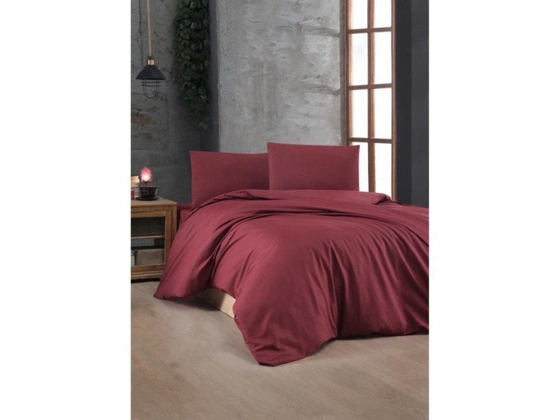 Juego De Cama - Funda Nórdica 220 X 240 + 2 Fundas De Almohada 60 X 60 De Algodón Reforzado - Rojo