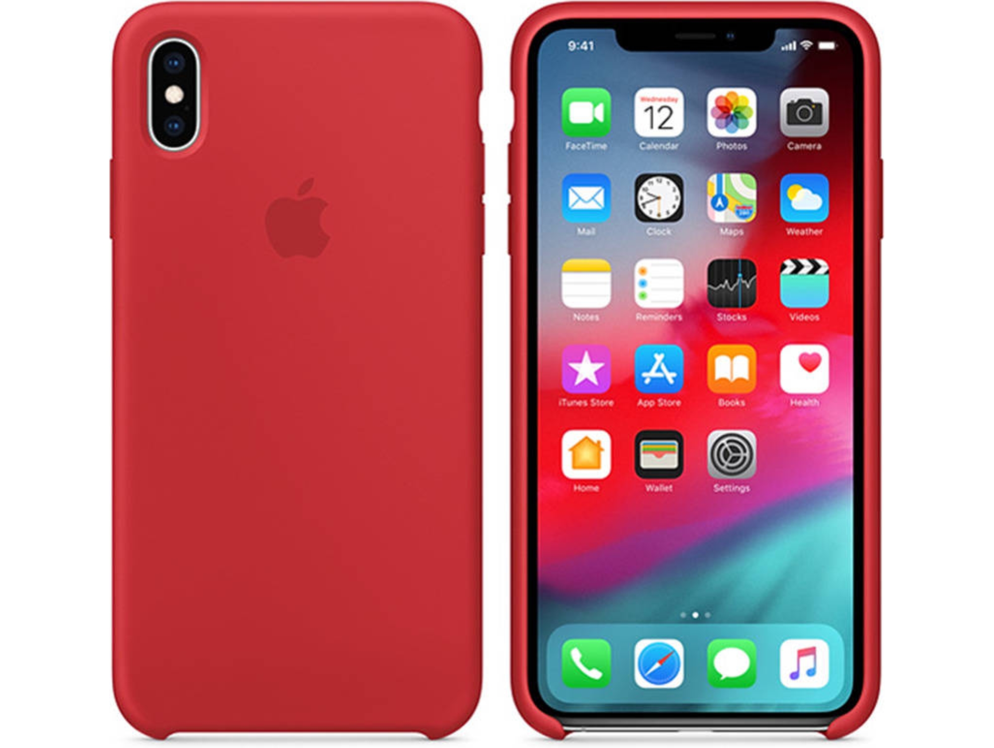 Funda iPhone X, XS WJS Silicona Rojo