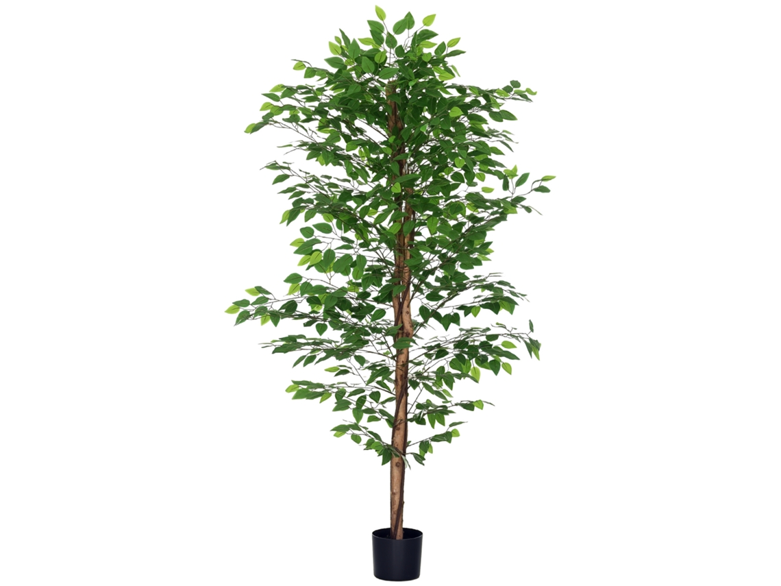 Planta Artificial Con Troncos Naturales 180 Cm Ficus Sintética Con 1260 Hojas Decoración Para Hogar Verde