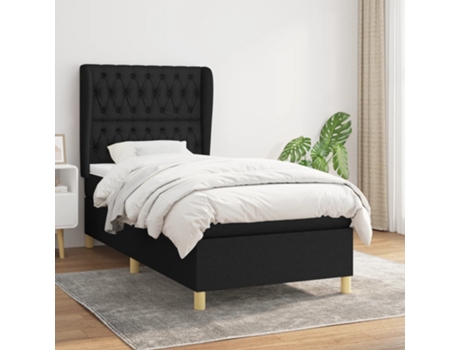 vidaXL Cama con somier y colchón 90x190 cm tela negra