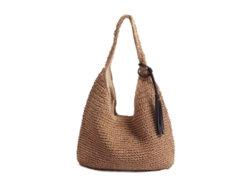 2026-bolso De Paja Grande Suave Tejido A Mano Con Borlas Negras Bohemio Mango De Paja Tote Verano Retro