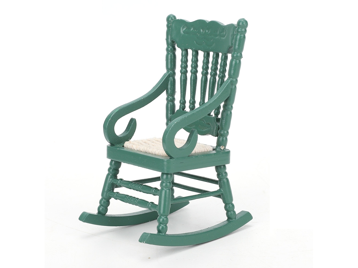 Silla de madera verde oscuro 2026, miniatura a escala 1/12, móvil de simulación, juguete para casa de muñecas