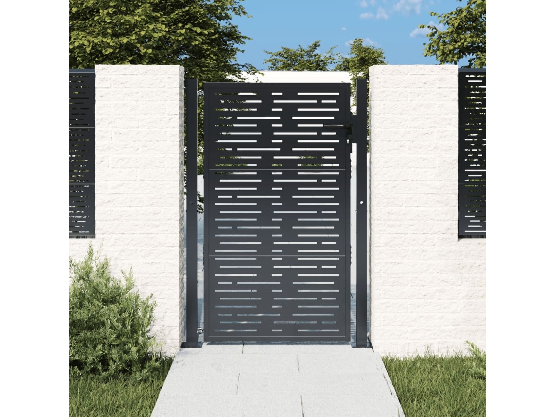 Puerta De Jardín Acero Gris Antracita Diseño Cuadrado 105x155cm