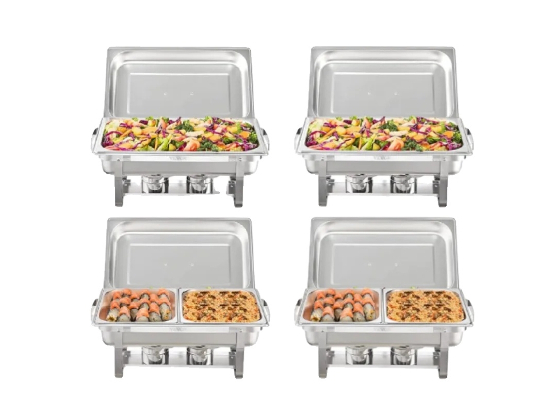 Juego de calentadores de alimentos, capacidad de 8 cuartos, construcción duradera de acero inoxidable, paquete de 4