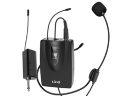 LinQ Micrófono Diseño Diadema Inalámbrica con Transmisor Clip para Cinturón Negro