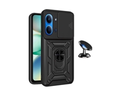 Kit De Soporte Magnético Para Coche Funda Antiimpacto Para Ventana Deslizante De Defensor Militar Magnético Phonecare Para Xiaomi Poco C85 - Negro
