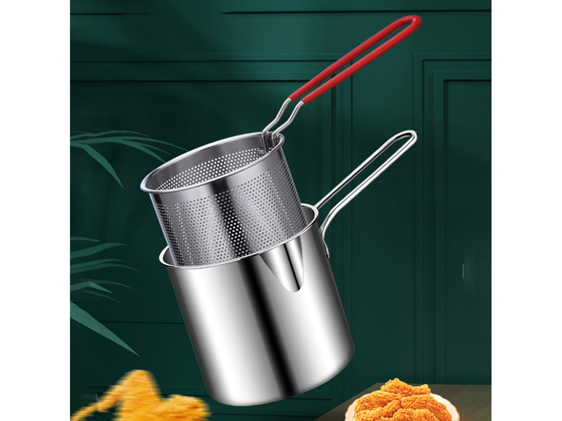 Sartén Pequeña De Acero Inoxidable 304 De 1 Litro Con Cesta Antiquemaduras Para Uso Doméstico, Para 1 O 2 Personas.
