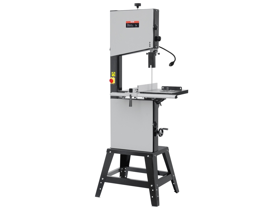Sierra de cinta de mesa de 1100 W y 340 mm con soporte, 440-846 RPM Vevor