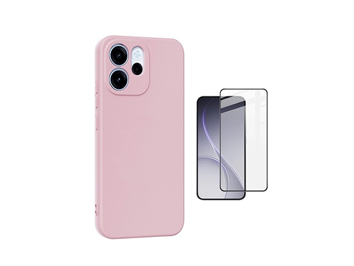 Kit Vidro Temperado Capa Silicone Líquido Phonecare Para Oppo Reno15 Fs - Rosa