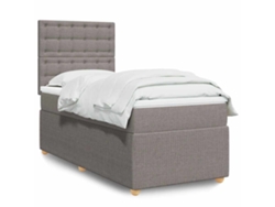 Cama Box Spring Con Colchón Tela Gris Taupe 90x200 Cm