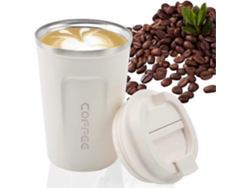 Taza De Café Blanca De Acero Inoxidable 304 Doble Pared Aislada Resistente A Fugas Reutilizable Ecológica 380ml