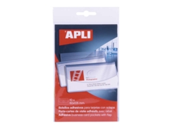 Tarjetero adhesivo Apli con solapa de cierre, paquete de 10, 100 x 60 mm, ideal para presentaciones impresas y dossiers