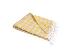 Manta 100% Algodón Amarillo Y Blanco Con Flecos 130x170cm Dropall
