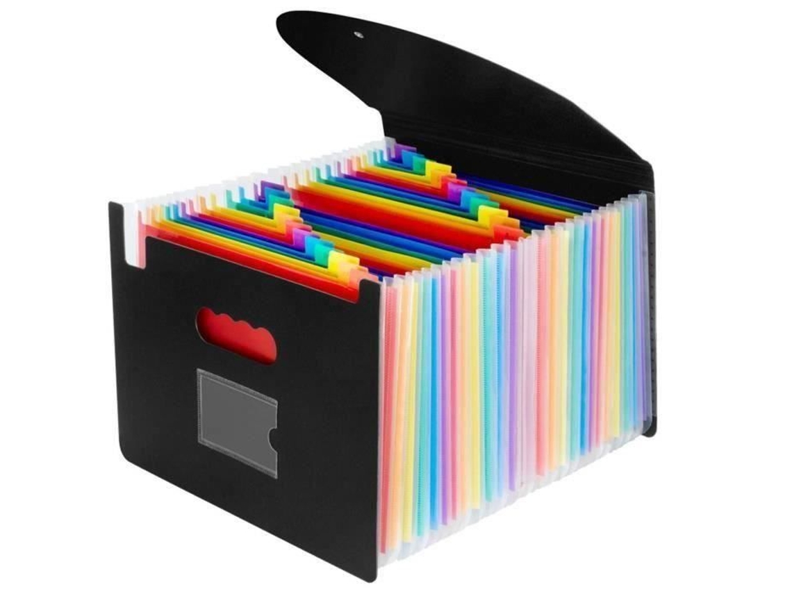 OffiConsent Clasificador de documentos ampliable A4, 24 compartimentos, portadocumentos, archivador de documentos en acordeón, caja de almacenamiento
