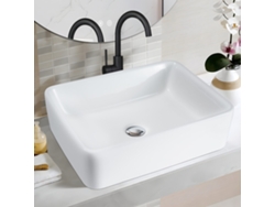 Lavabo Lavabo De Baño Sobre Encimera De Cerámica - Lavabo De Baño Cuadrado Sobre Encimera Blanco