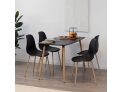 Conjunto De Mesa Y 4 Sillas Felicia Hemans Negras, Mesa En Mdf 120 X 70 Cm, Patas Metálicas Efecto Madera, Pies Antideslizantes - Mog Casa