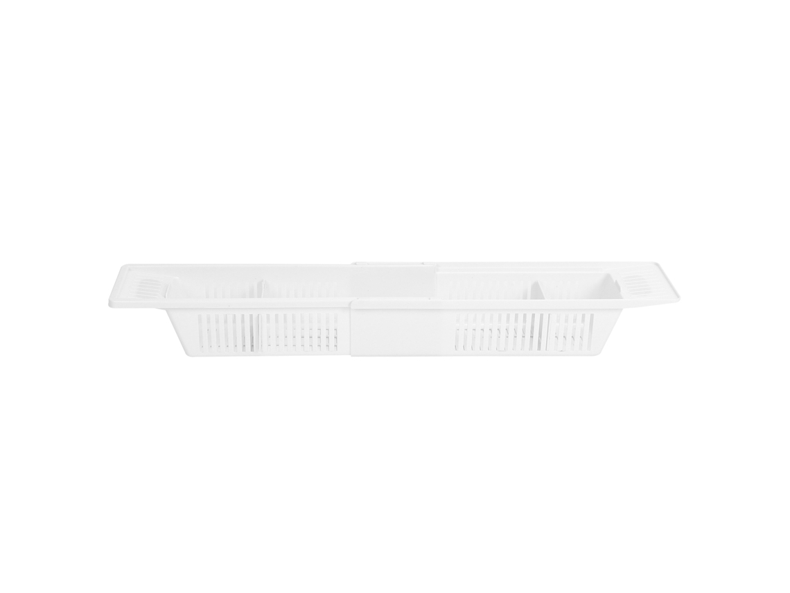 Cesta retráctil para guardar champú y gel de ducha en la bañera, color blanco