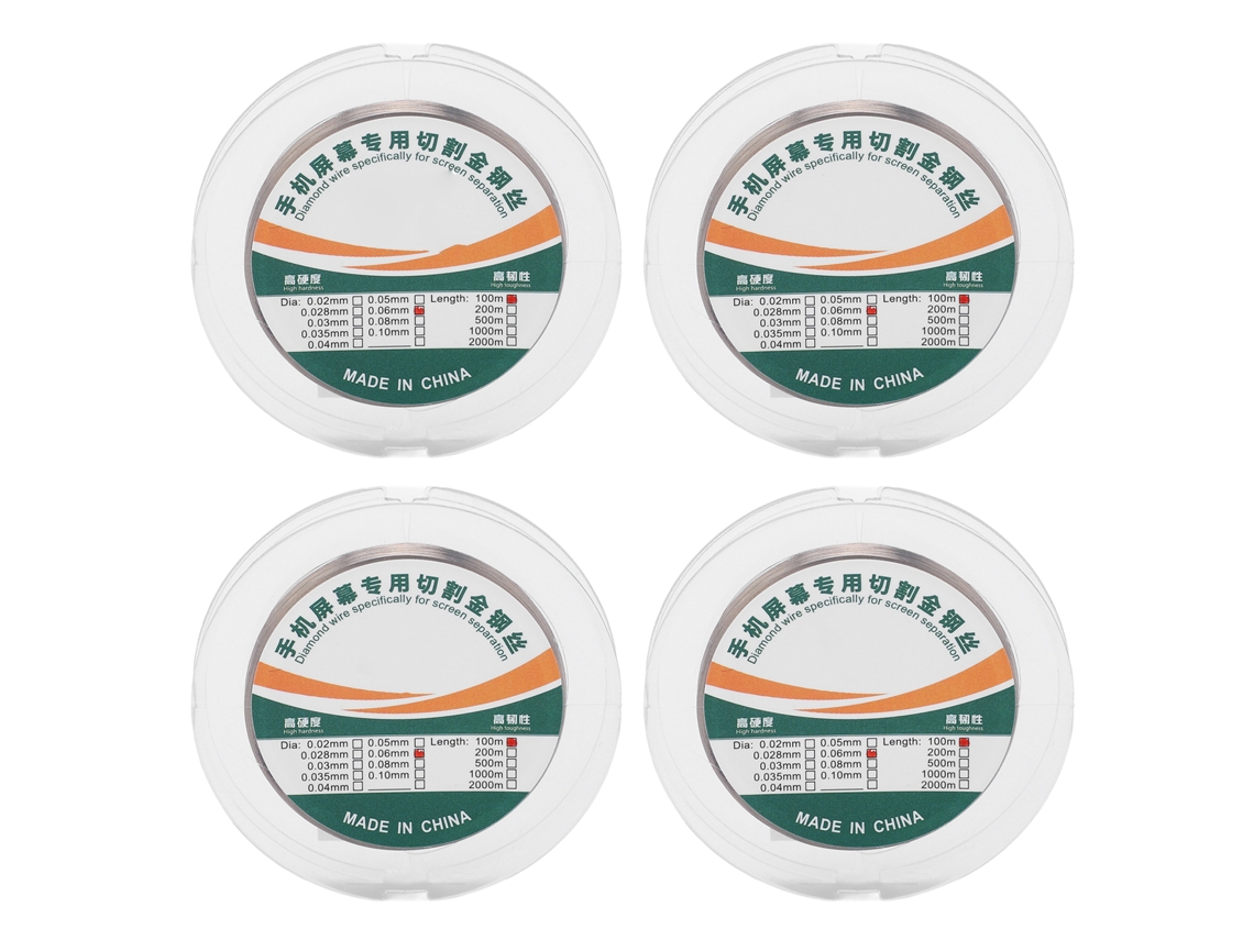 4 Rollos De Alambre De Corte Para Pantallas Celulares De 100 M, Acero Al Carbono De Alta Resistencia, Molibdeno, 0,06 Mm