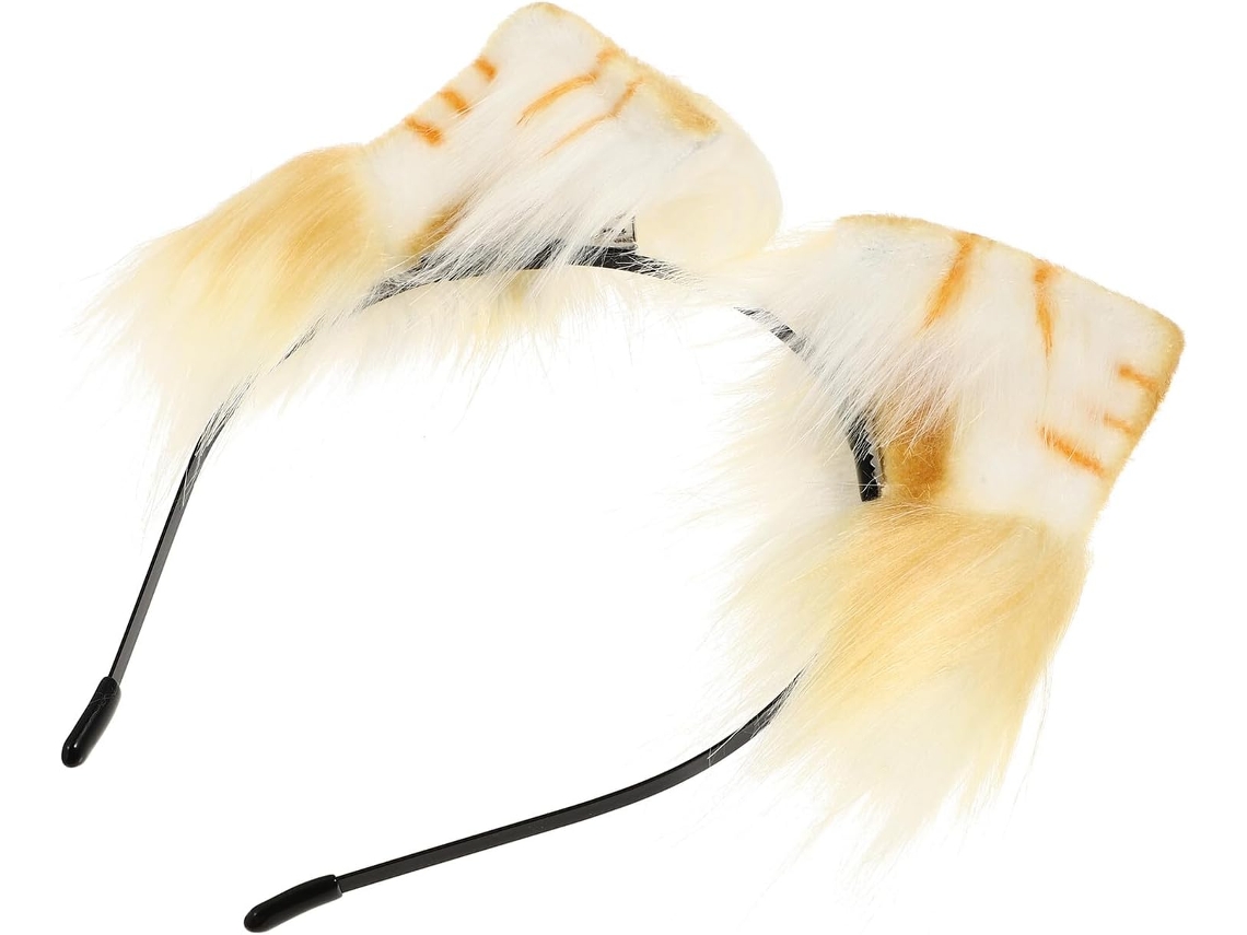 Diadema Con Orejas De Gato Naranja Y Blanca De Nuobesty, Accesorio Para El Cabello Para Cosplay Y Actuaciones.