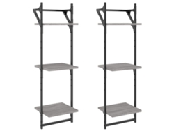 Maison Exclusive - Estantes Pared 3 Niveles Barras 2 Uds Gris Sonoma 30x25x100 Cm