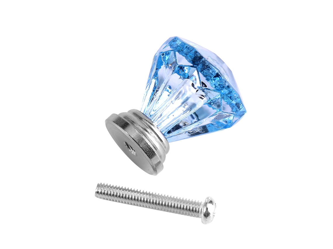 VYLARA Puxador de gaveta de armário de cozinha em acrílico azul de 25 mm em formato de diamante