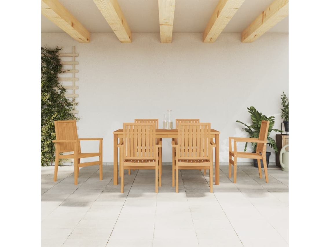 Juego de comedor de jardín de 7 piezas en madera maciza de teca DKD Home Decor