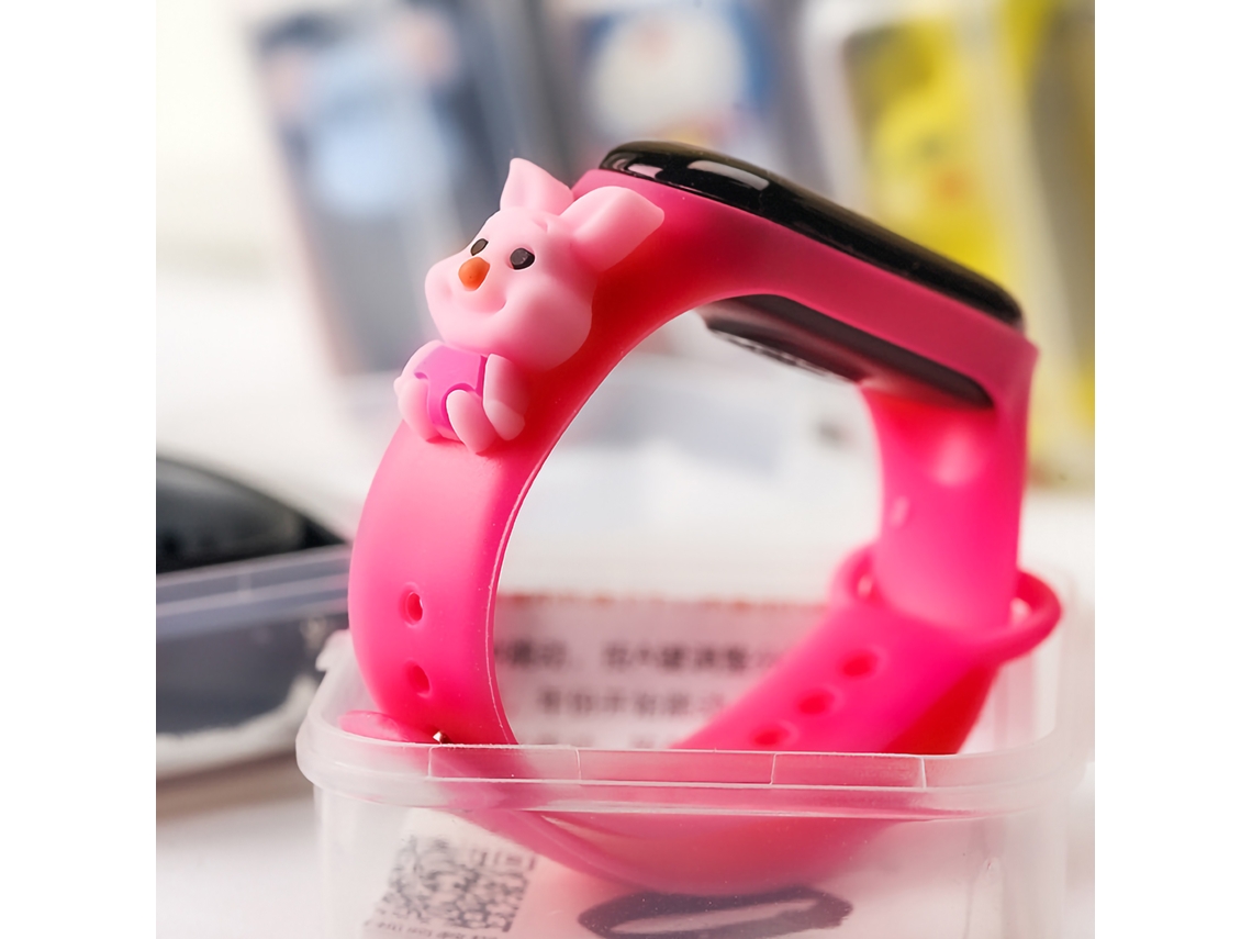 Reloj deportivo LED para niños con pantalla táctil, resistente al agua, con decoración de cerdo rosa.