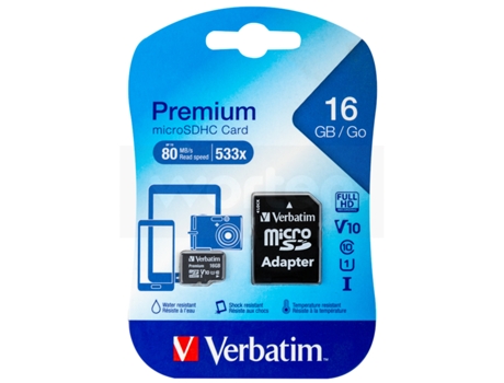 Tarjeta de Memoria VERBATIM 16GB MicroSD C10