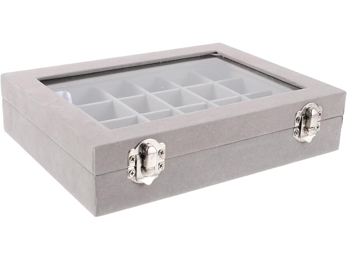 Joyería Sencilla Elegante 24 Compartimentos Terciopelo Organizador Portátil Anillos Collares Ideal Tocador