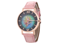 Reloj De Pulsera De Aleación Con Dial Redondo Analógico De Cuarzo Fashion (rosa)
