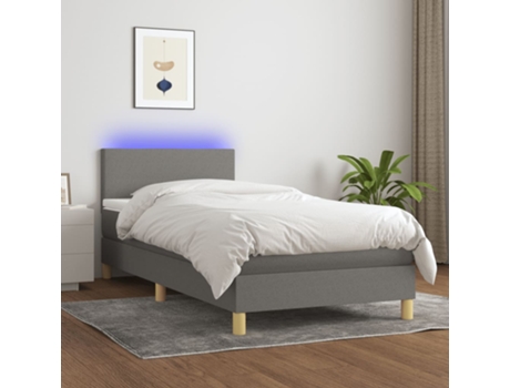 Cama con somier VIDAXL (Gris - Tela - 193 x 90 x 88 cm)