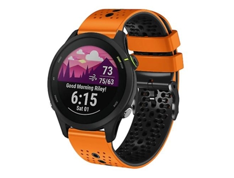 Correa para Garmin Forerunner255 22mm Correa de reloj de silicona perforada de dos colores naranja-negro VENISYMLIS