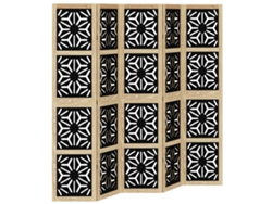 Mampara Separadora Mampara 5 Paneles Madera Paulownia Marrón Y Negro Dic031005 Décoshop2