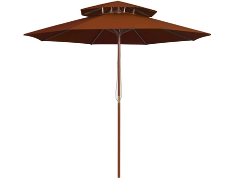 vidaXL Sombrilla de dos pisos palo de madera terracota 270 cm