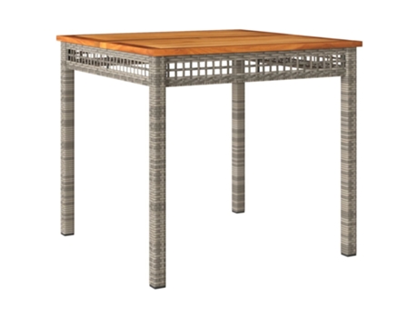 Mesa de jardín ratán sintético madera acacia gris VIDAXL (80x80x75 cm)