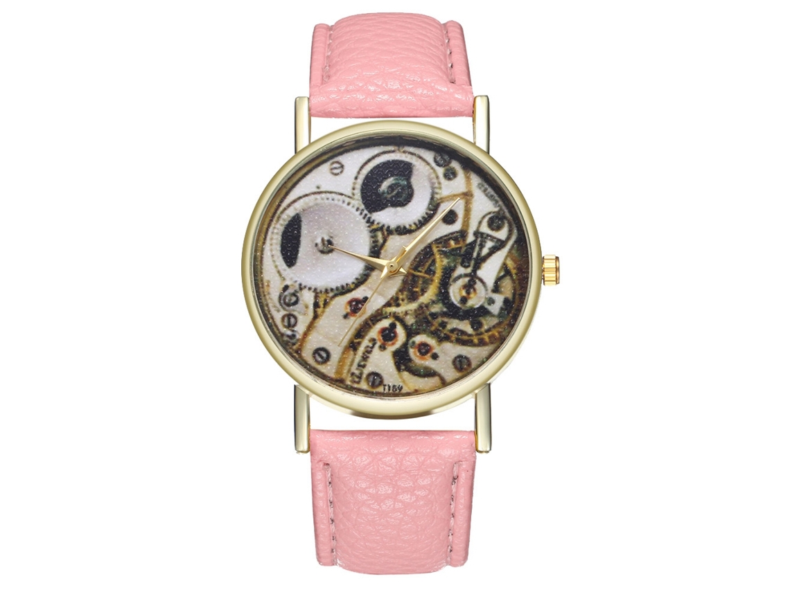 Reloj De Pareja Zhoulianfa T159-a De Cuero Rosa, Estilo Casual Y Moderno, Con Cuarzo, Ideal Para Negocios Y Uso Diario.