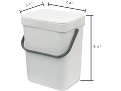 Contenedor de compost para interiores para una fácil eliminación en la cocina. Basurero colgante de extracción rápida para una extracción cómoda. Capacidad de 1.3 galones.