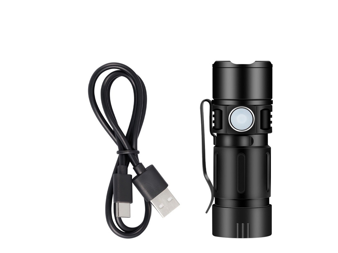 800lm Ket Luz Usb Recargable Llavero Linterna Para La Noche De Búsqueda Portátil Y Conveniente Herramienta Al Aire Libre (negro)