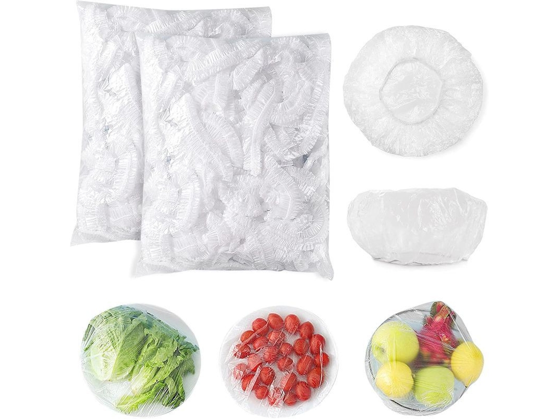 Bolsas desechables de film adhesivo para alimentos, 200 unidades, elásticas, impermeables y a prueba de polvo, para frutas, verduras y carne.